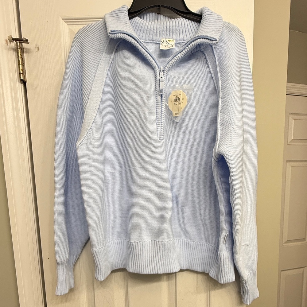 Women Aerie Offline Light Blue Half-Zip Sweater Medium
